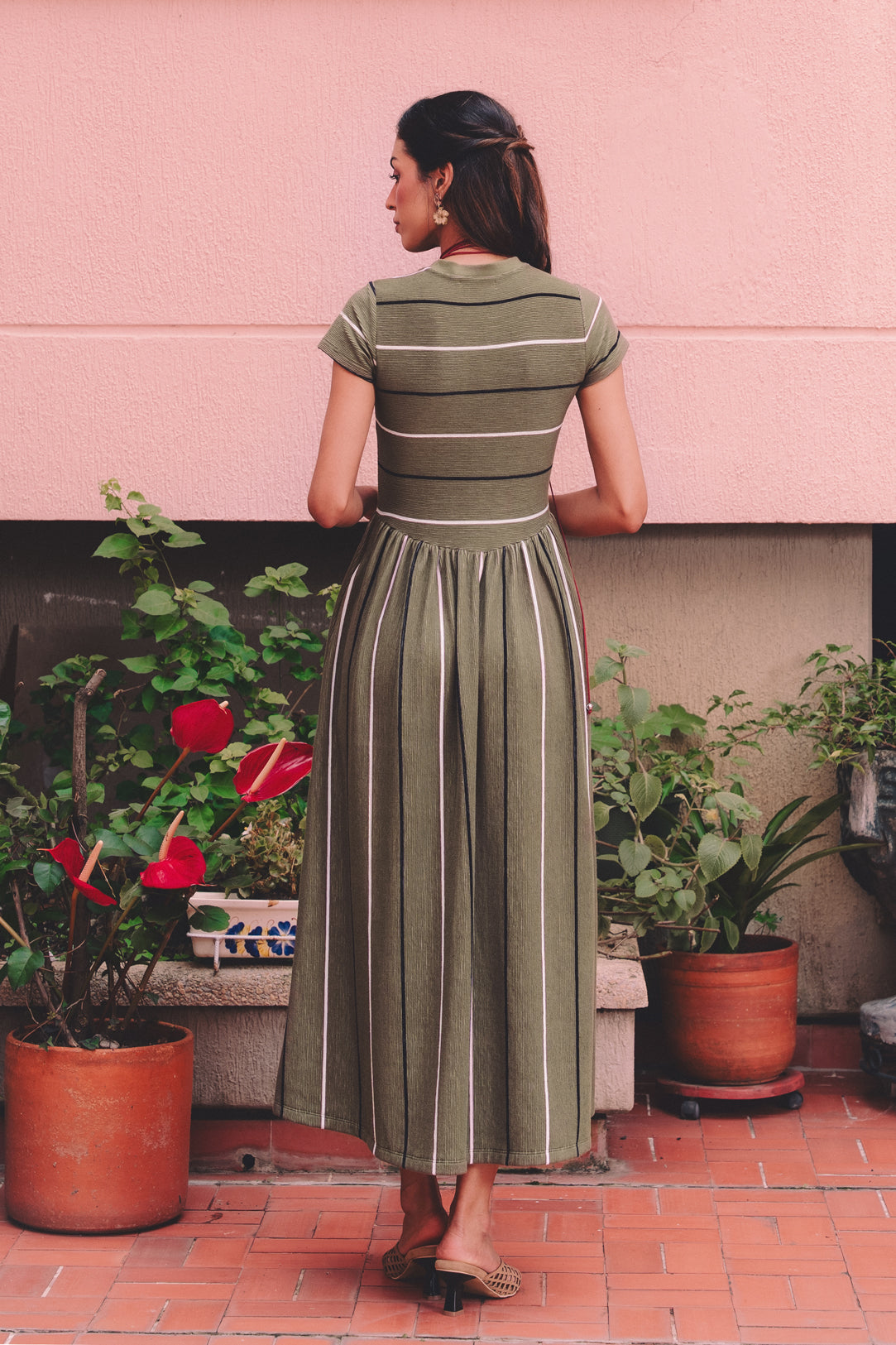 Vestido Helecho Stripe Oliva