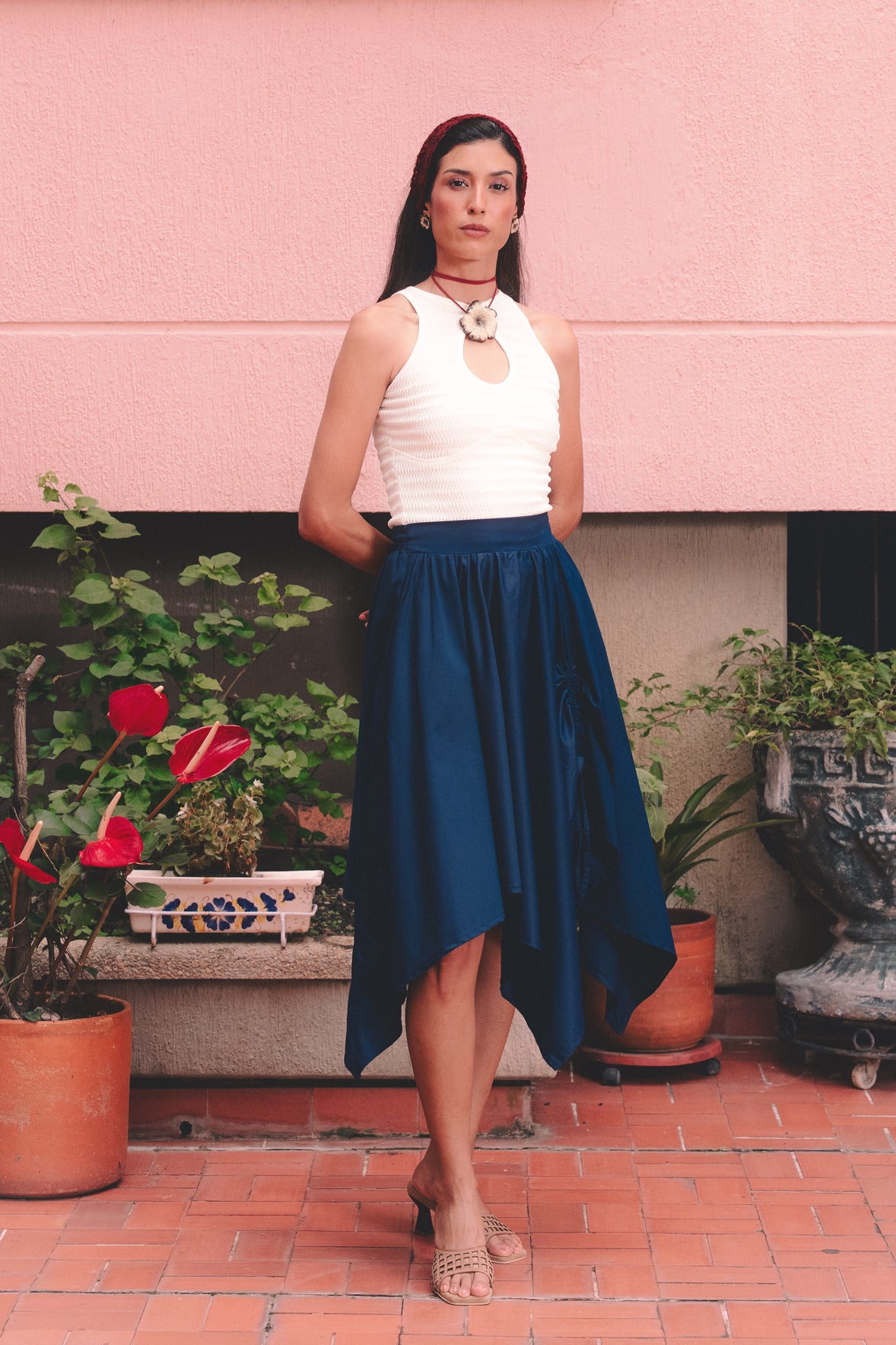 Falda Pétalos Navy