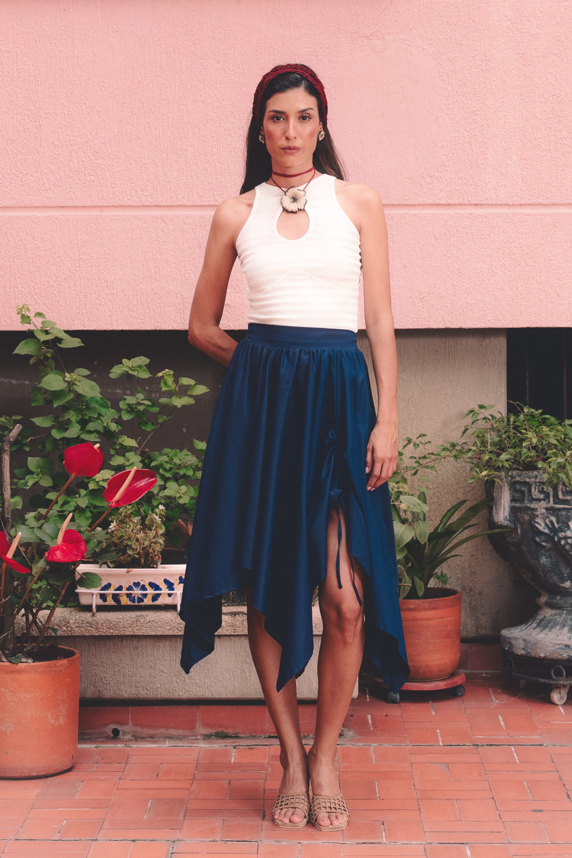 Falda Pétalos Navy