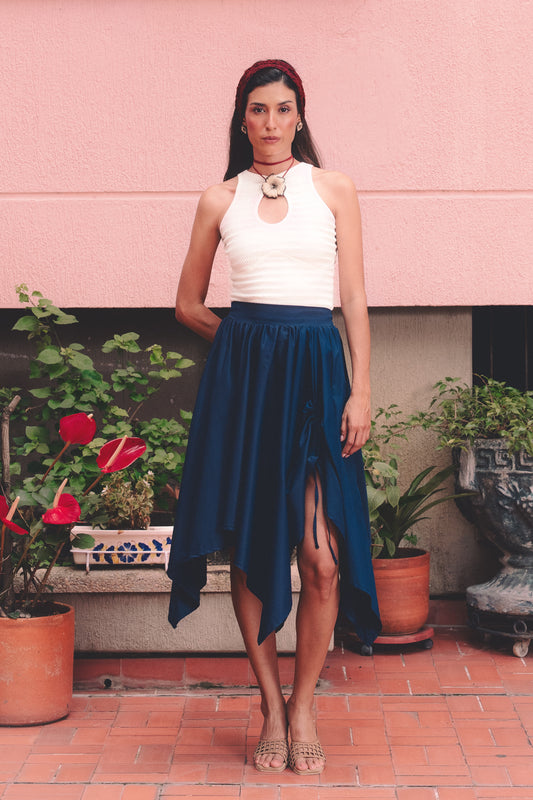 Falda Pétalos Navy