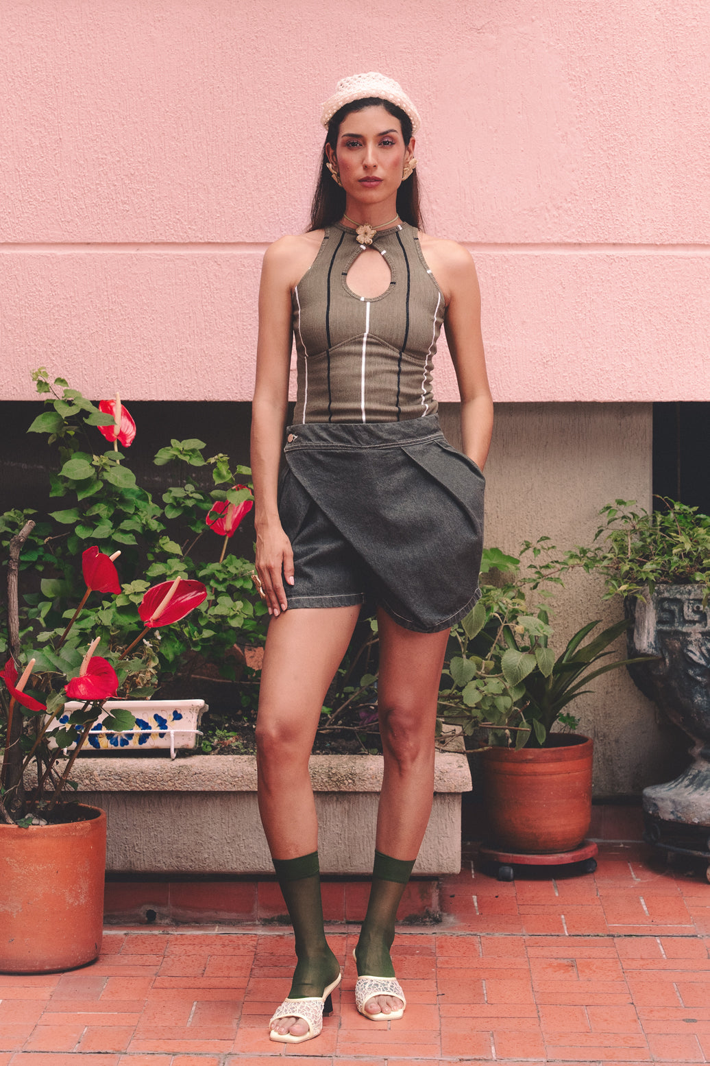 Falda Short Anturio Oliva